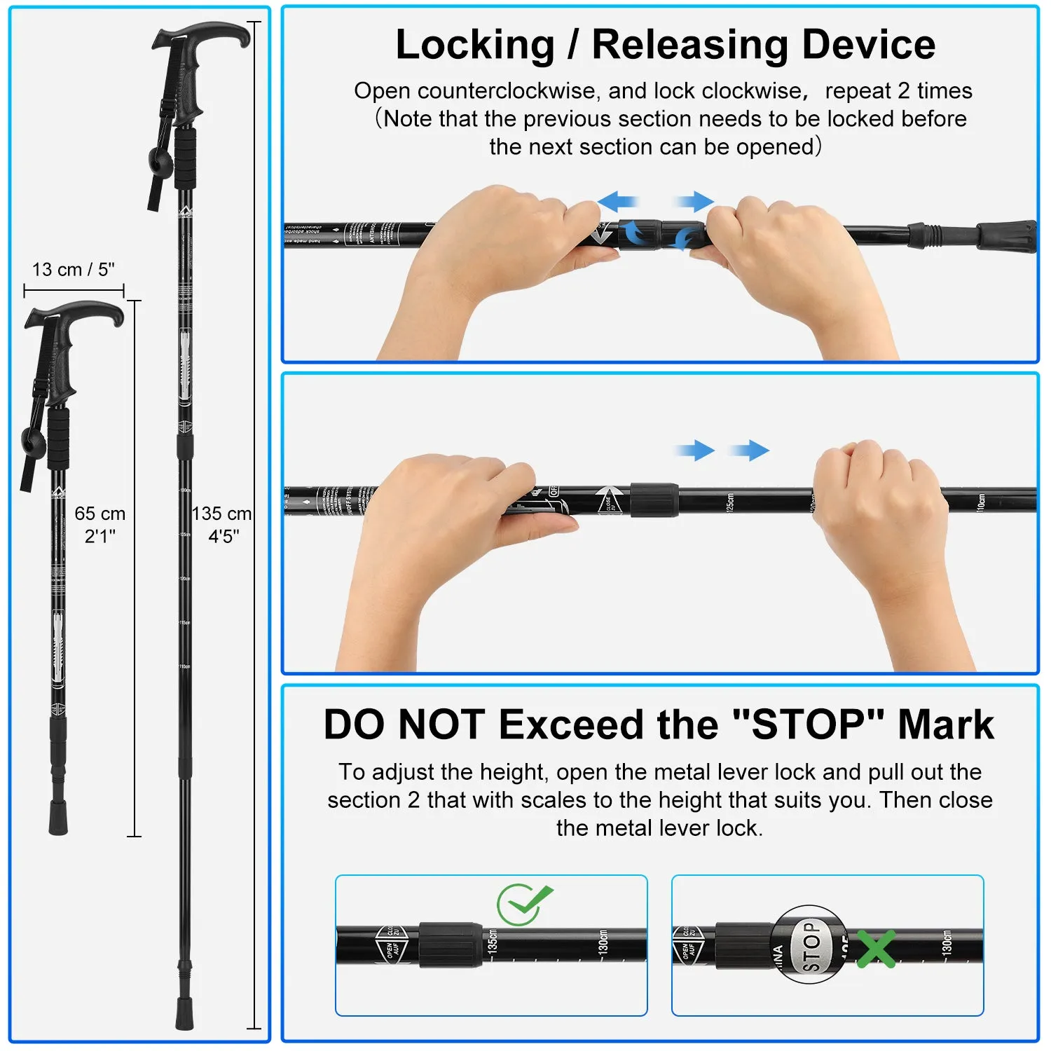 2 Pack Lightweight Trekking Poles