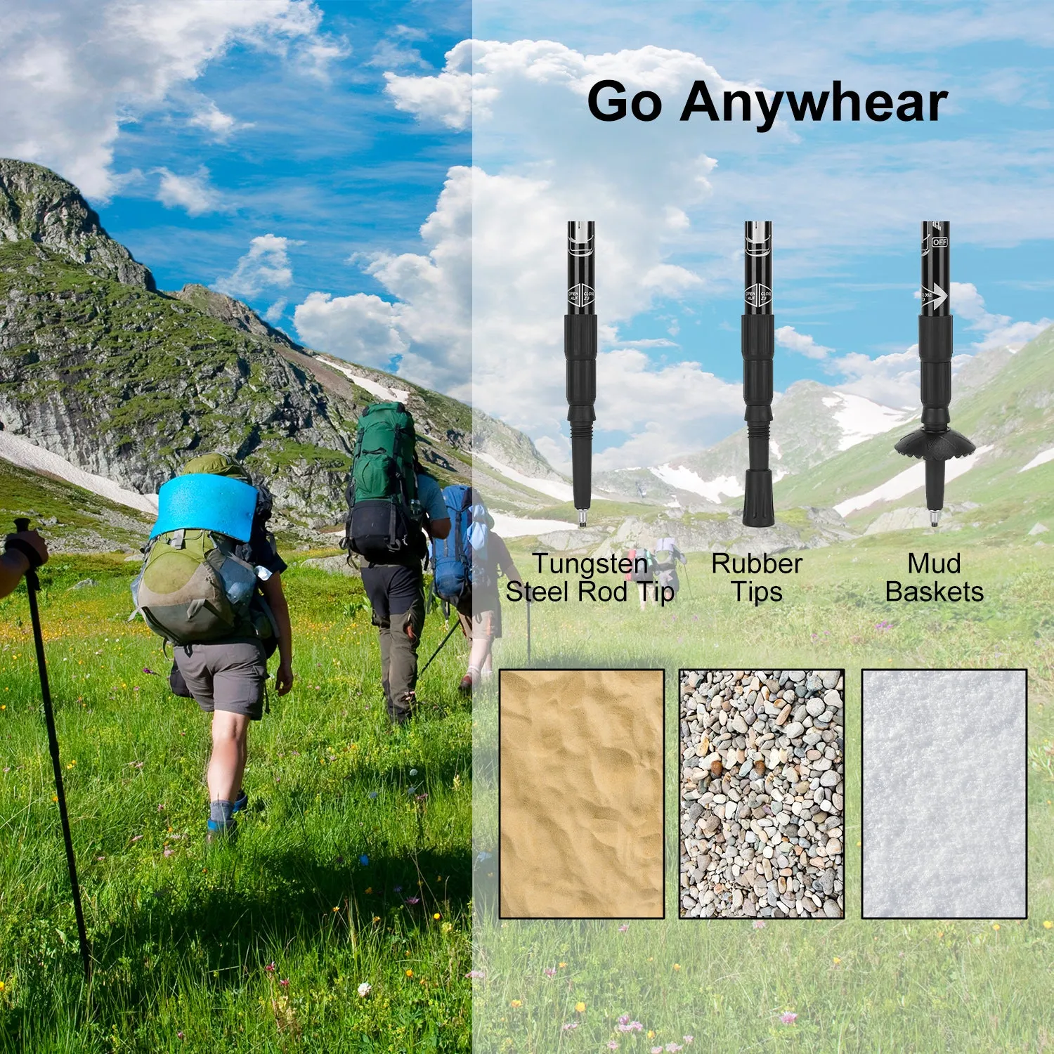 2 Pack Lightweight Trekking Poles