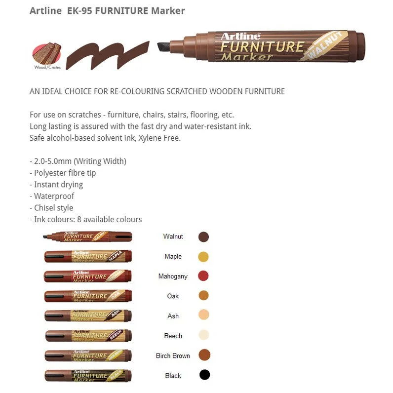 Artline Furniture Marker EK-95 (Available Colour in Maple, Mahogany, Oak, Walnut, Beech, Birch, Brown, Black, Ash)