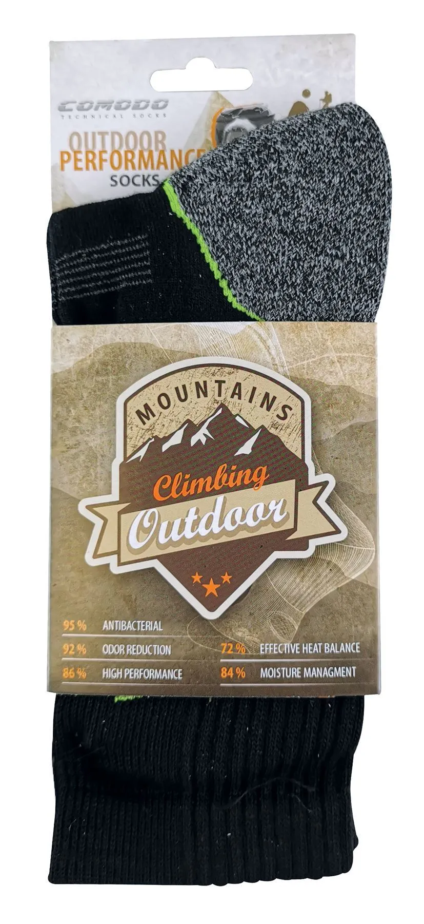 COMODO - Trekking Performance Socks (9-11 / Black - Green)