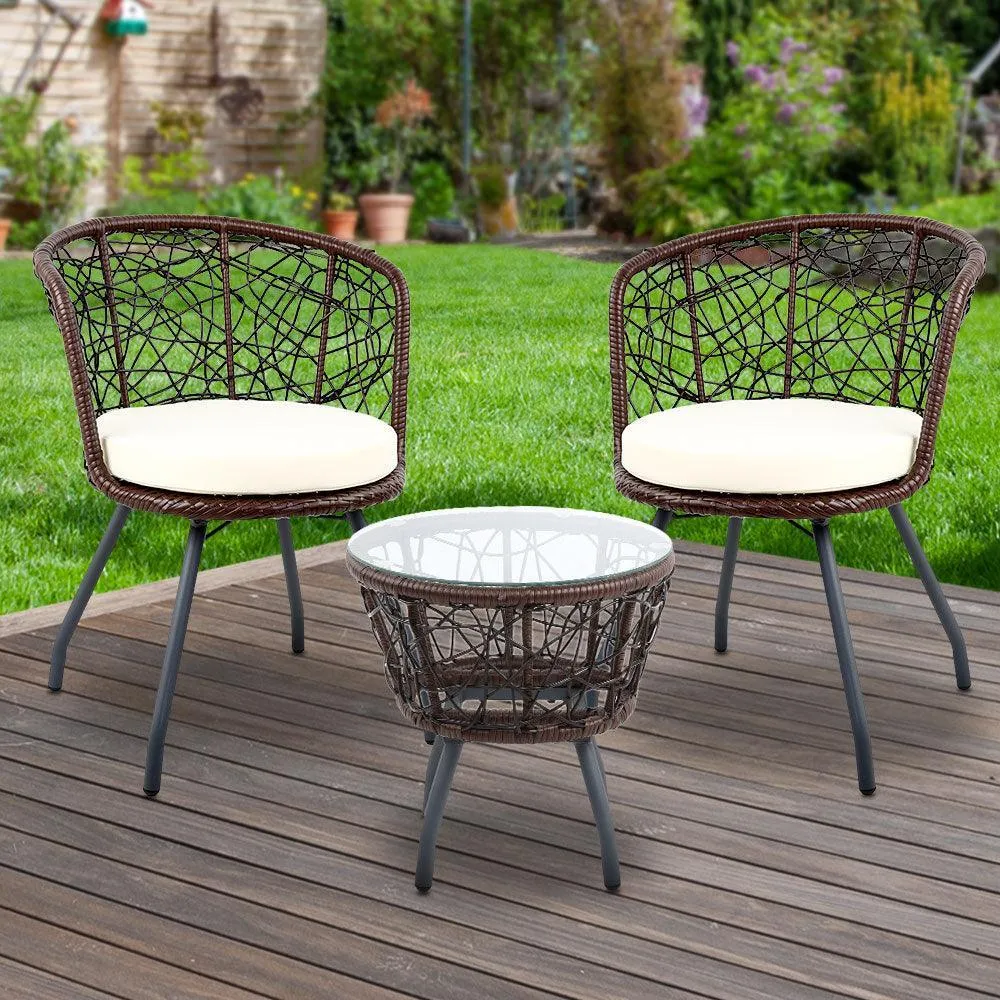 Gardeon Outdoor Patio Chair and Table - Brown