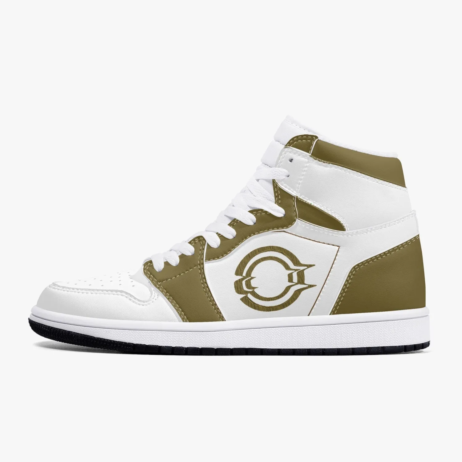 High-Top Leather Sneakers Brown&White