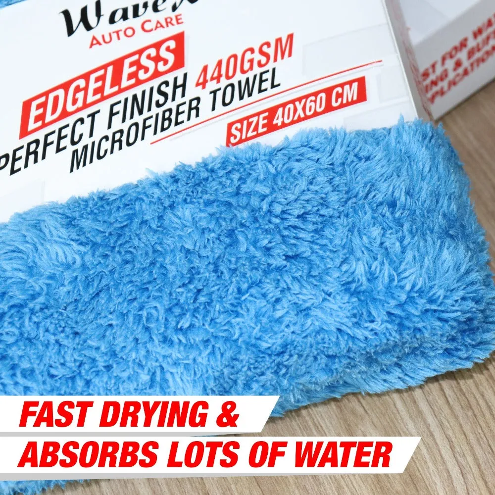 Perfect Finish Microfiber Cloth for Car 440 GSM (40x60CM) Super Soft Microfiber Car Cleaning Cloth, High Water Absorbing Edgeless for Scratchless Drying and Buffing (Pack of 2)