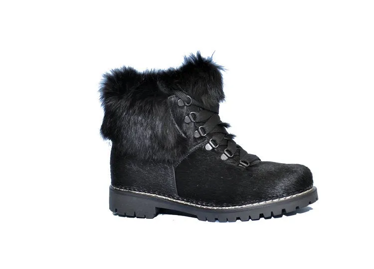 Regina  Forrest Black Rabbit Ankle Winter Boot FW22