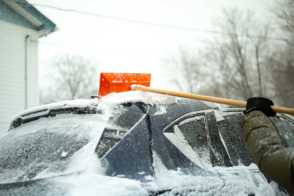 Shuttsco Heavy Duty 18" Snow Rake Head for Cars and Trucks - Orange Polyethylene Bristles - Replacement Foam Head for 48" and 72" Wooden Poles - Auto Dealer Snow Removal Tool - Made in USA