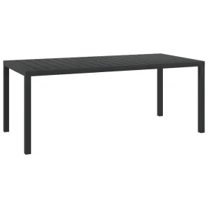 vidaXL Garden Table Black 185x90x74 cm Aluminium and WPC