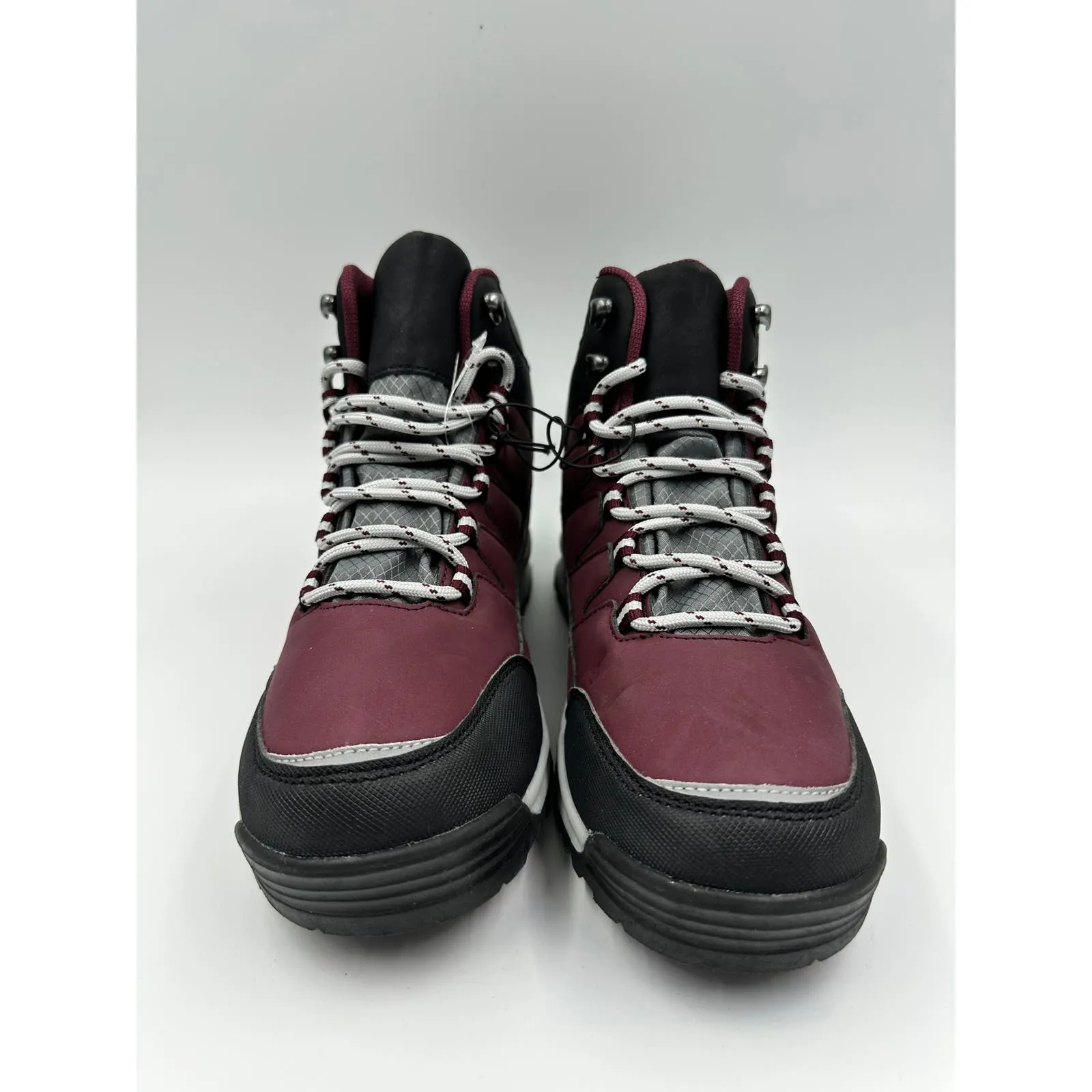 Women's Size 7.5, Burgundy and Black High Top Hikers with Rugged Rubber Toe Caps